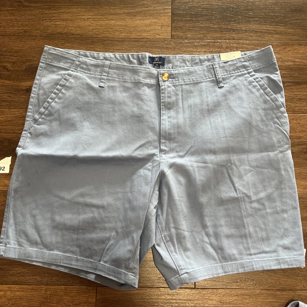 George Above The Knee Flat Front Short Light Blue Size 44 9" 2 Pack